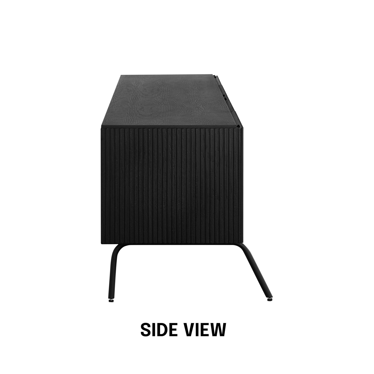 NTC Veil TV Stand with 4 Doors for TVs up to 75’’, Media Console with Vertical Groove Design and Metal Legs, Modern Entertainment Center for Living Room and Bedroom, Effortless Assembly, Burnt Black