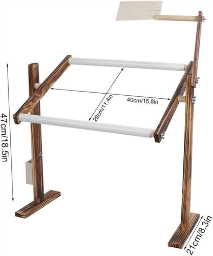 Cross Stitch Frame Stand,Embroidery Rack Frame Floor-Standing Type 360° Adjustable Embroidery Rack,Adjustable Height Wood Frame Stand Sewing Supplies for Art Craft S