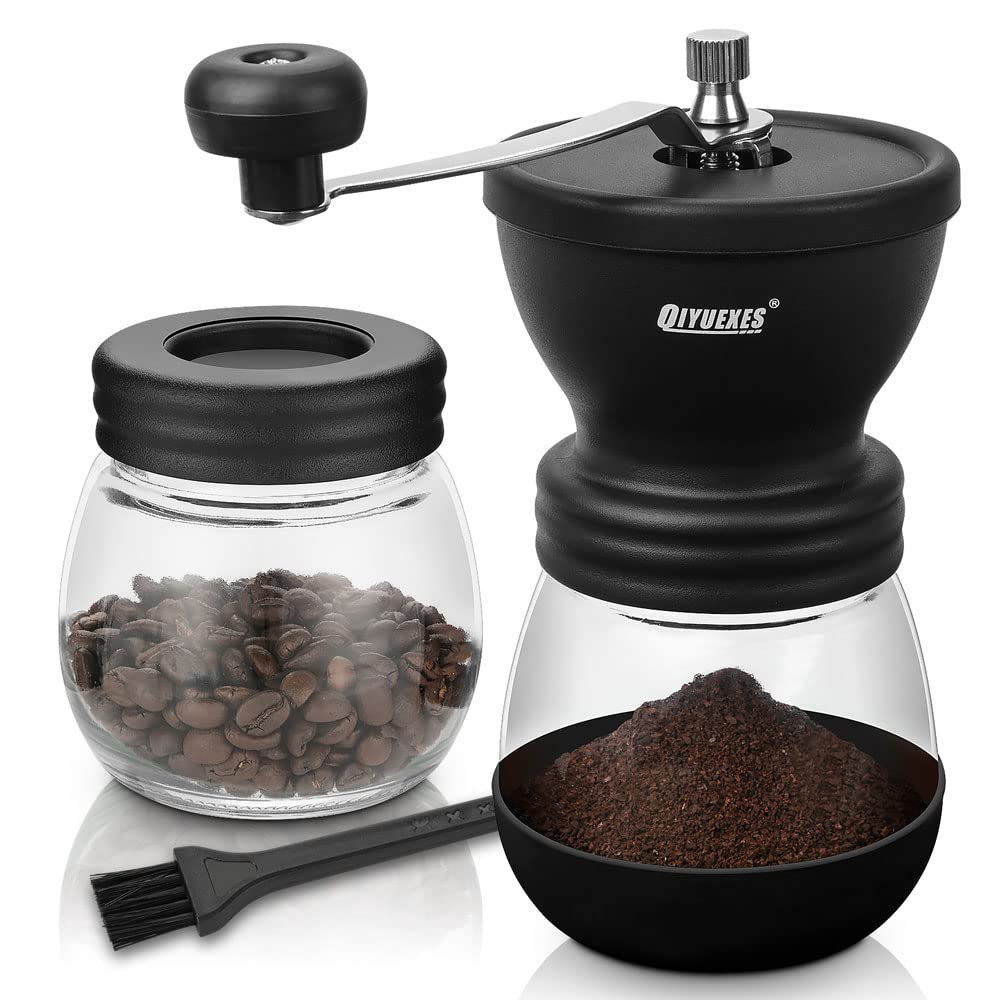 Manual Coffee Grinder 48 Adjustable Settings, 80g Large Capacity, Conical Burr Hand Mill for Home, Travel, Camping, Office, Espresso & Pour Over, 2 Jars