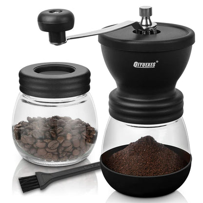 Manual Coffee Grinder 48 Adjustable Settings, 80g Large Capacity, Conical Burr Hand Mill for Home, Travel, Camping, Office, Espresso & Pour Over, 2 Jars