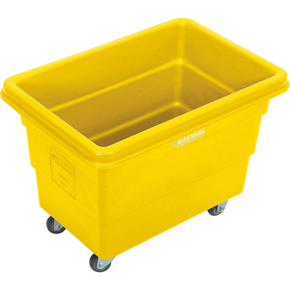 Global Industrial 6 Bushel Plastic Bulk Box Truck, Direct Mount Base, 500 lbs. Capacity, 3" Non-Maring Rubber Casters, Yellow, 33-2/5"L x 23" W x 24-1/2"H