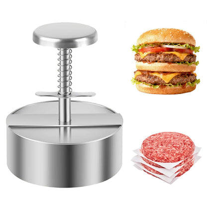 IGRARK Stainless Steel Burger Press,4.5" Hamburger Patty Maker,with Non-Stick Mold & Spring Button, Heavy Duty Easy Release,with 150 Pieces of greaseproof Paper for Beef, Burgers, BBQ