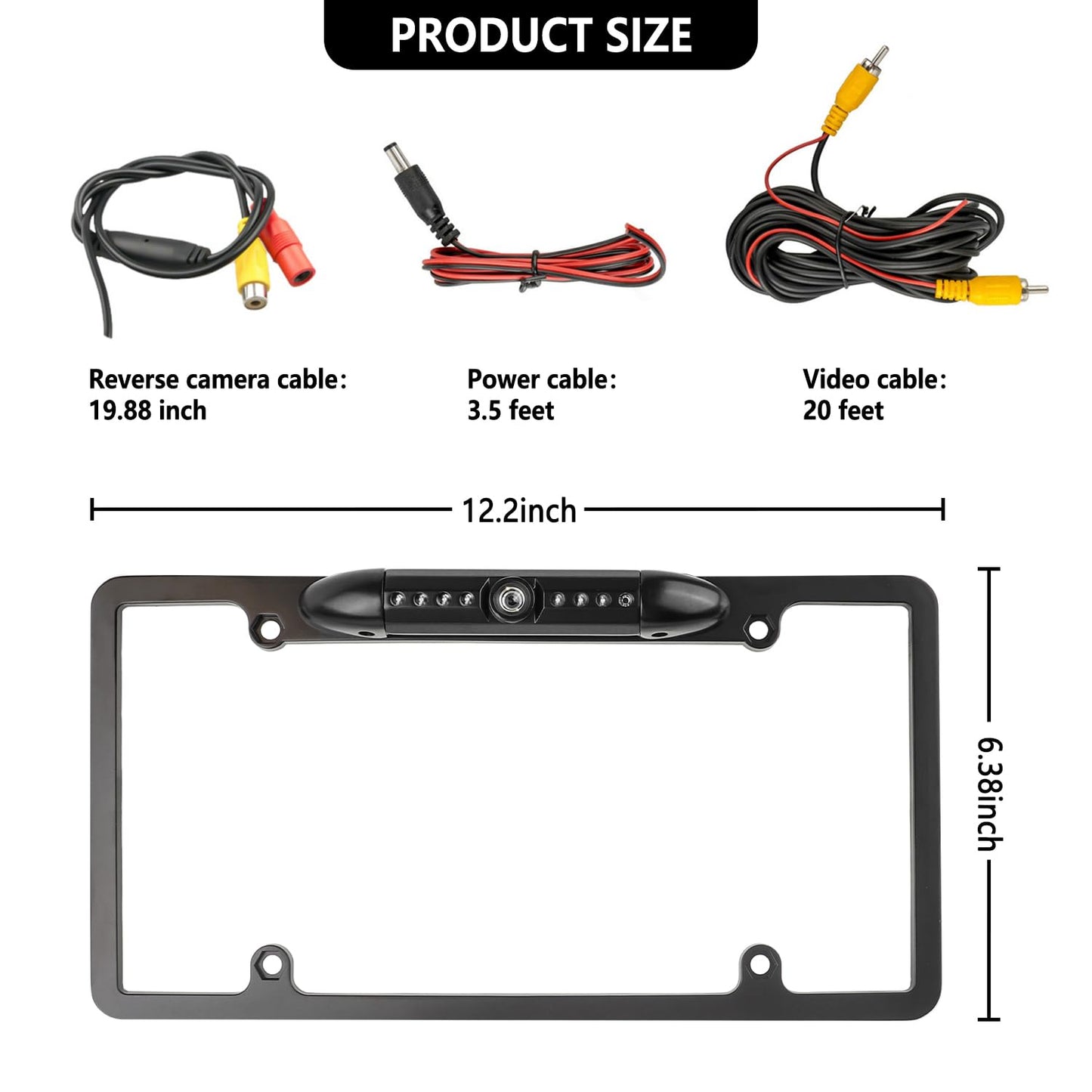 License Plate Backup Camera,HD Night Vision Reverse Camera with 8 LED,170°Wide Angle IP67 Waterproof Car Rear View Camera Fits Car Truck SUV RV with US License Plates