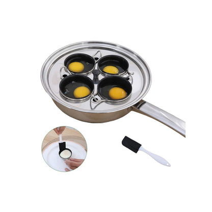 Egg Poacher Pan - Stainless Steel Poached Egg Cooker – Perfect Poached Egg Maker – Induction Cooktop Egg Poachers Cookware Set with 4 Nonstick Large PFOA FREE Egg Poacher Cups and Silicone Spatula…