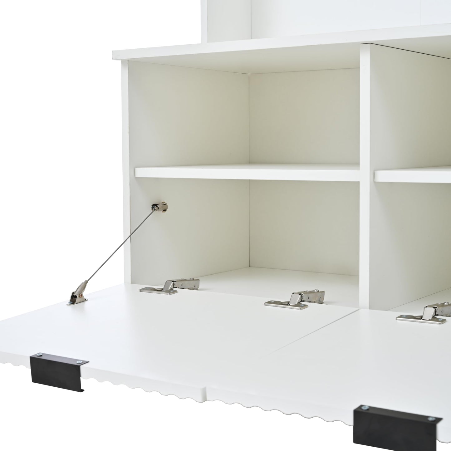 49.6" 5-in-1 Hall Tree with Bench Shoe Storage 3 Open Storage Cabinets, Farmhouse Entryway Cabinet with High Gloss Fluted Doors Coat Rack with 6 Hooks Shoe Cabinet for Hallway Living Room White