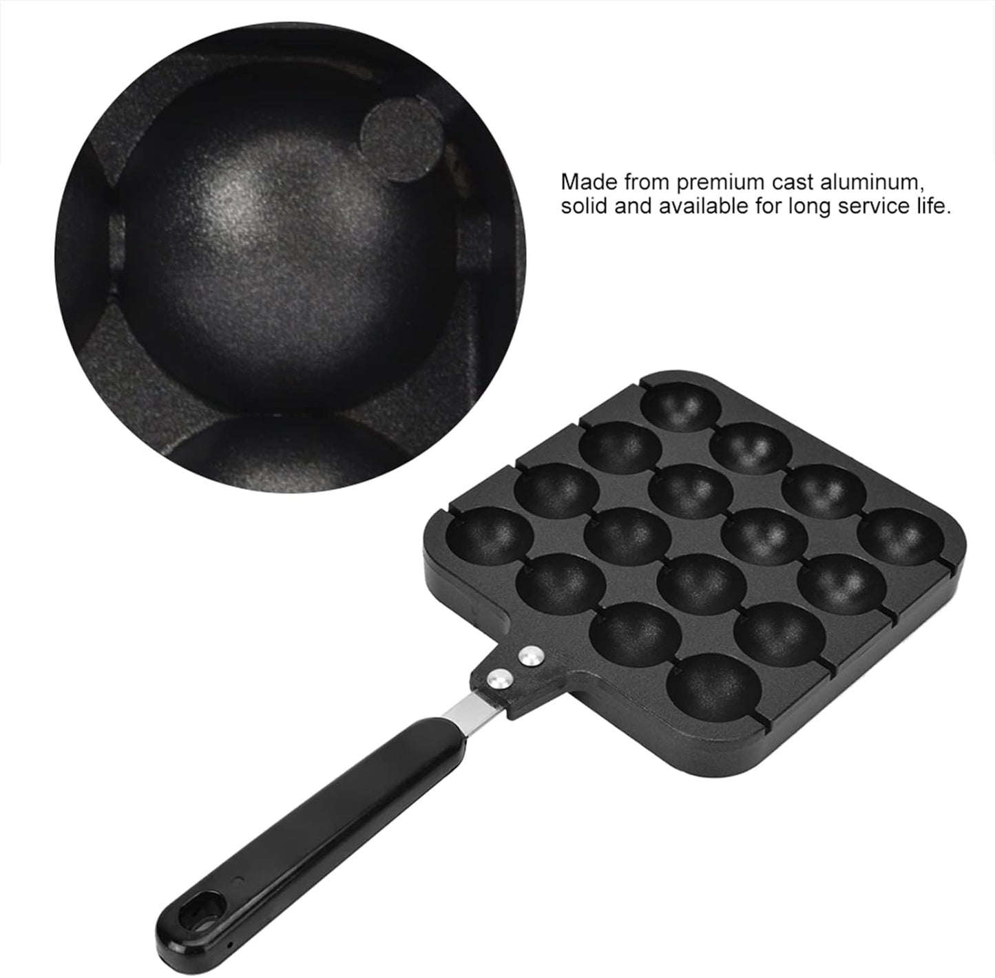Takoyaki Baking Tray - 16 Holes Takoyaki Grill Pan Maker for Japanese Octopus Meatballs with 4 Baking Pins