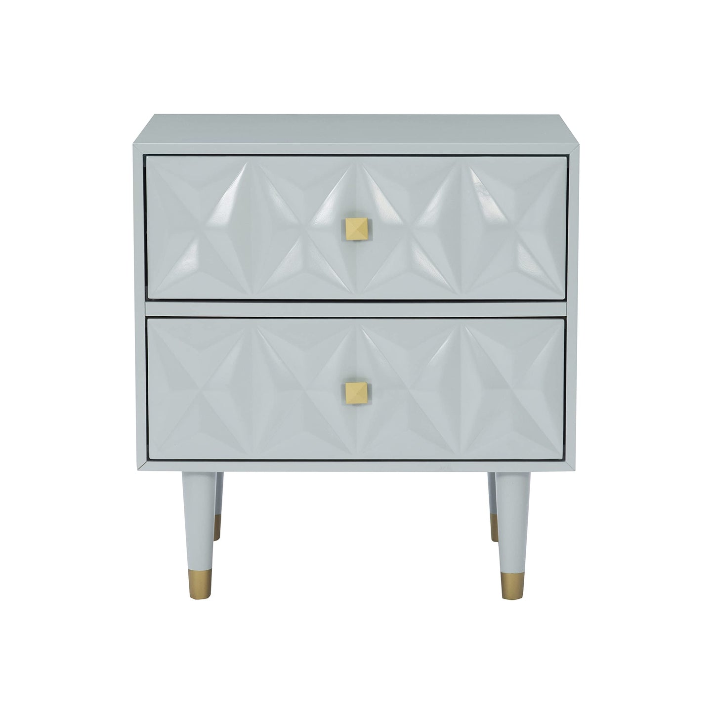 Linon Sheerah Grey Two Drawer Geo Texture Nightstand