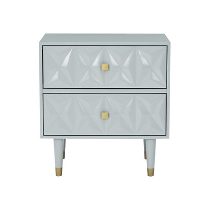 Linon Sheerah Grey Two Drawer Geo Texture Nightstand