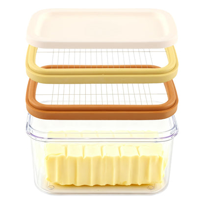 Butter Slicer Cutter Dish Keeper with Double Layer Stainless Steel Cutter Slicer, Airtight Butter Slicer Storage Case with Lid for Home Kitchen Fridge, Easy Cutting(SIZE:450g)