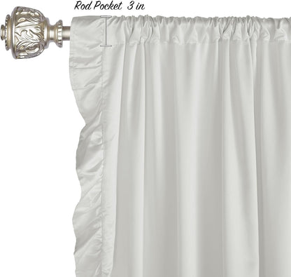 W52 L90, 2 StangH White Ruffle Curtains for Living Room, Luxurious Sheer Light Filtering Panels, Perfect for Holiday