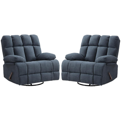 Eiayeebil Oversized Recliner Chair Set of 2, 360° Swivel Rocker Recliner for Big Man, Extra Wide Manual Recliner, Overstuffed Soft Rocking Sofa Chair for Living Room(Grey)
