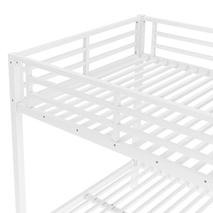 Bellemave Full Over Full Bunk Bed with Build in Ladder, Heavy Duty Bunk Beds with Full Length Guardrail, Easy Assemble, Mattress Not Included, White