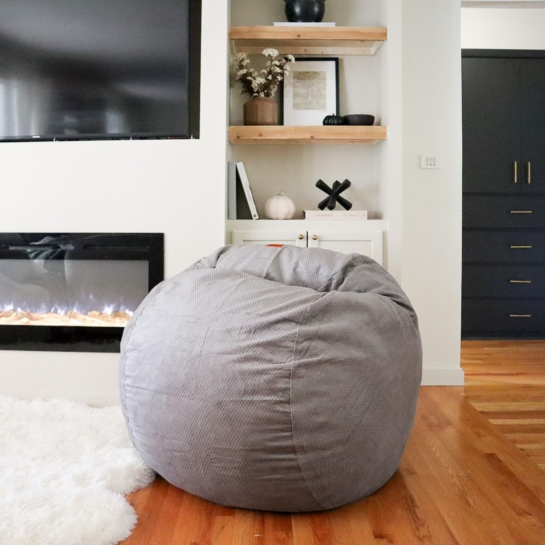 CordaRoy's Chenille Bean Bag Chair, Convertible Chair Folds from Bean Bag to Lounger, As Seen on Shark Tank, Charcoal - Queen Size