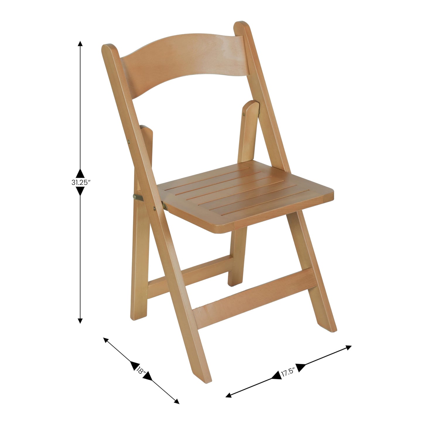 Flash Furniture Holden Commercial Solid Wood Dining Chair, Foldable Design, Solid Beechwood Frame, Curved Back, Mortise & Tenon Construction, Set of 4, Oak