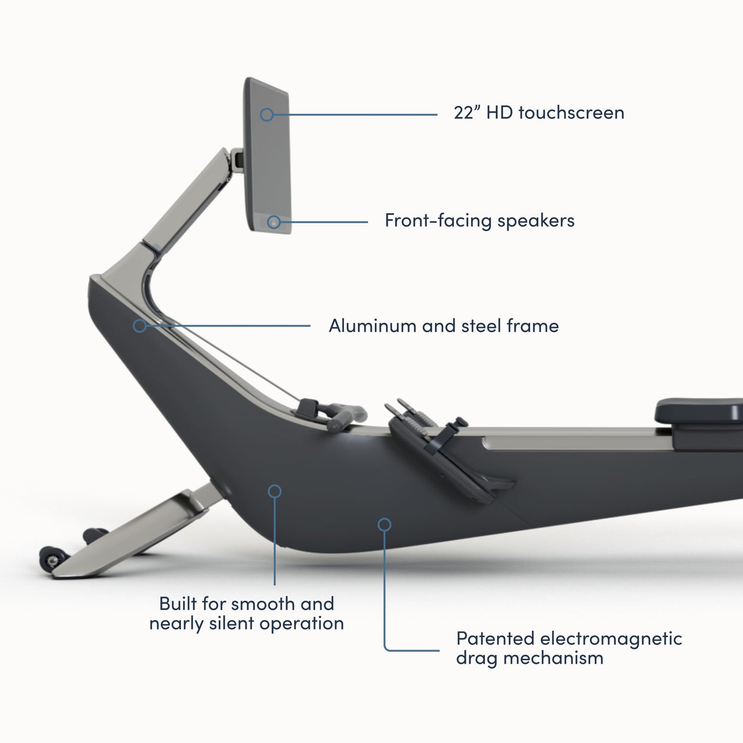 Hydrow Origin Rowing Machine with Immersive 22" HD Rotating Screen - Stows Upright | Live and On-Demand at-Home Workouts, Membership Required