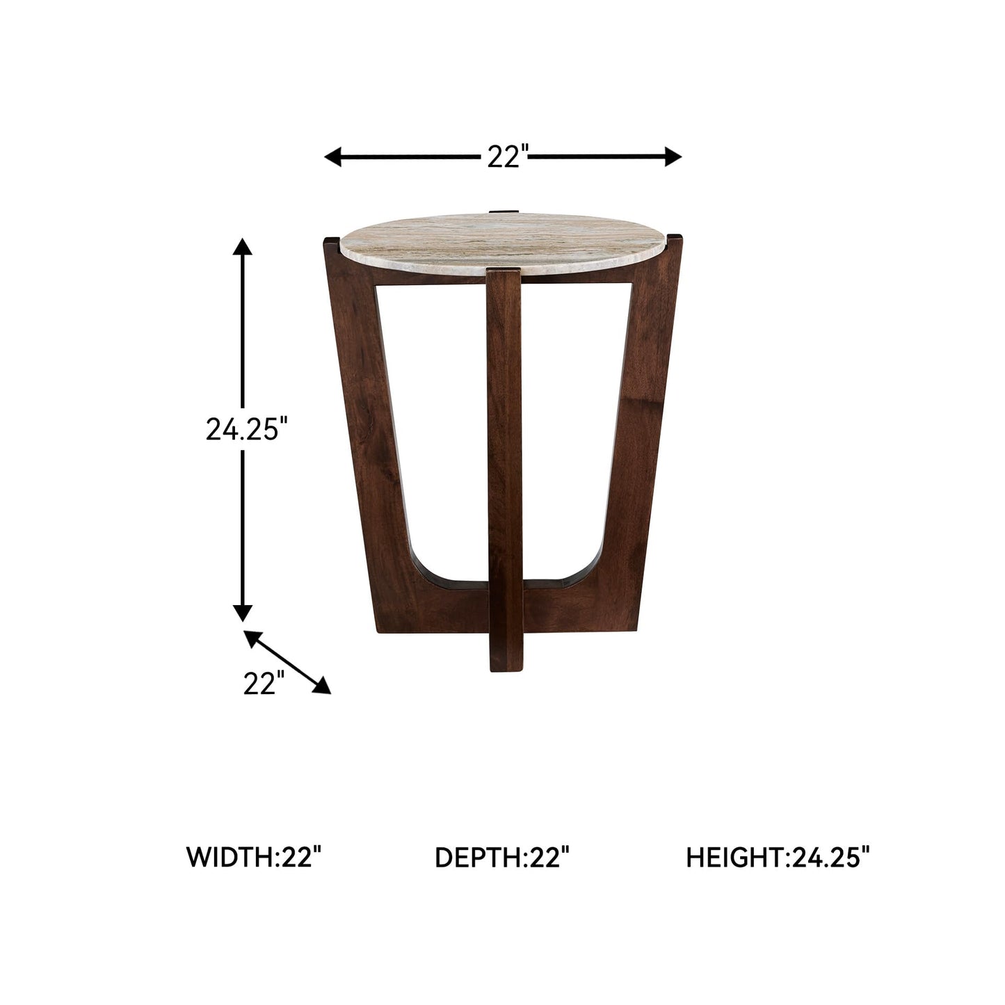 Signature Design by Ashley Tanidore Casual Marble Tabletop End Table with Cross Legs, Light Brown & Dark Brown