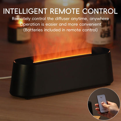 Essential Oil Diffuser, Fireplace Fire Flame Aromatherapy Diffuser, 250ml Cool Mist Humidifier, Scent Aroma Diffuser with 7 Colors Light, Remote Control, Timer & Auto-Off for Home, Room (Black)