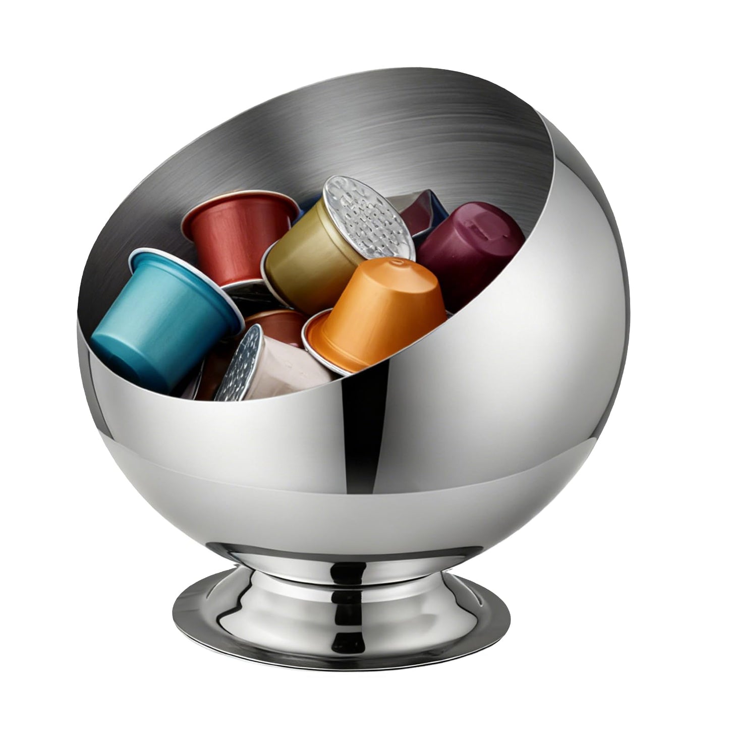shoxil Coffee Pod Holder - Large Capacity Metal K Cup serve for Nespresso Pod Storage Container with Silver Finish, Multi-Use Creamer & Candy Bowl for Countertop, Coffee Bar Accessories(Silver)