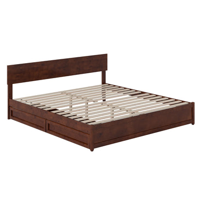 AFI, Wesley King Platform Bed with Panel Footboard & Storage Drawers, Walnut