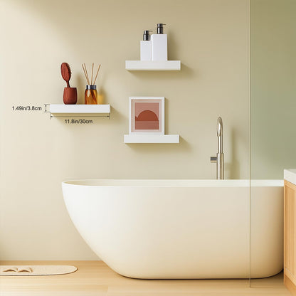 12x7x1.5 Set 3) Floating Shelves for Wall, Bathroom Shelves Over Toilet, Wall Shelves & Book Shelf for Room, Hanging