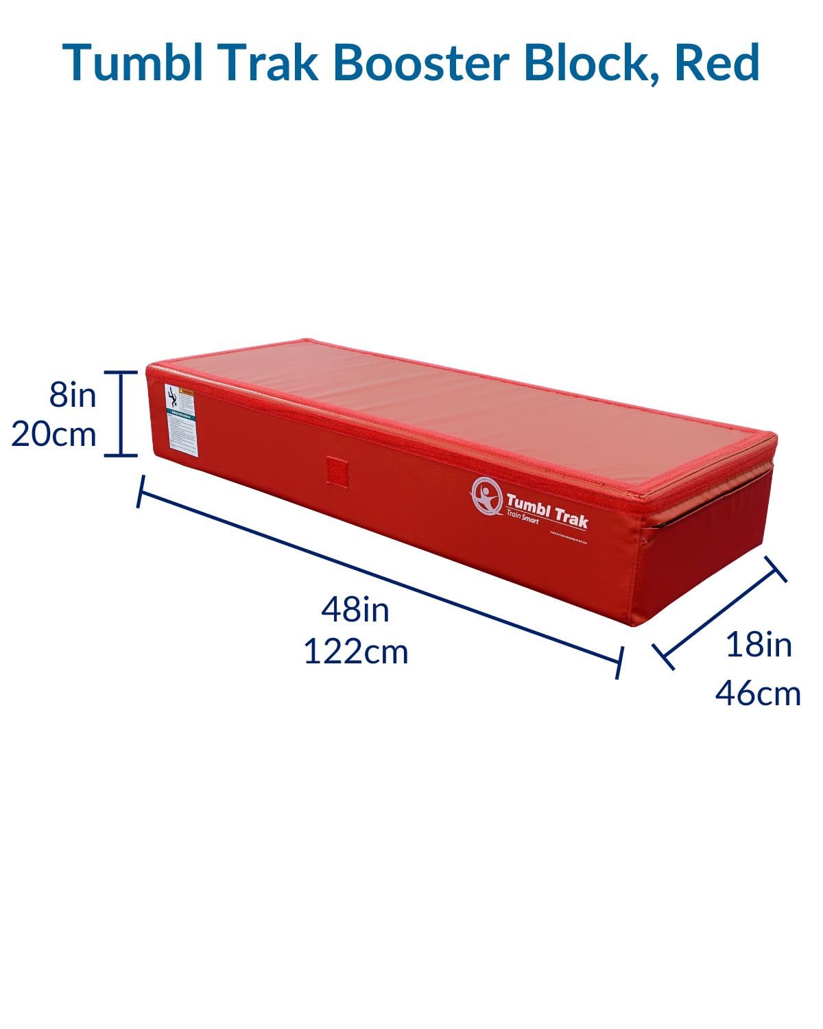 Tumbl Trak Booster Block Gymnastics Spotting Block (4ft x 18in x 8in) – Back Handspring Trainer & Plyo Jump Box for Kids & Adults, Standard, Red