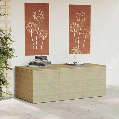 GKHPYURE Mix Beige Poly Rattan Patio Storage Box 259.9 Gal, Waterproof Bag for Cushions, Gas Springs Lid, Powder-Coated Steel Frame