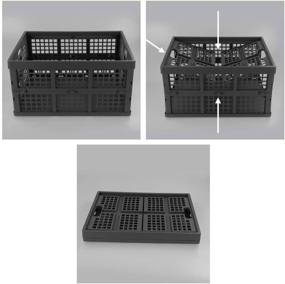 Ramddy 34 3 Packs, Collapsible Milk Crate Quart Stackable Folding Crate for Storage - Save Space
