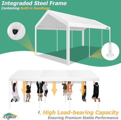 COBIZI 10x20FT Party Tent Heavy Duty for Parties Outdoor Gazebo White Event Shelter Wedding Canopy, BBQ Carport Commercial with Removable Sidewall Windows, Powder Coating (Better Than Galvanized)