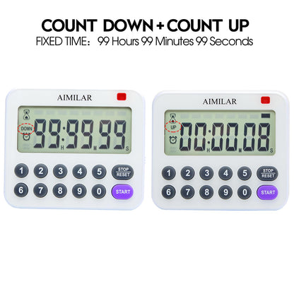 AIMILAR Magnetic Digital Kitchen Timer with Direct Numerical Keypad, Loud Alarm - 99Hr Countdown Count Up Timer for Cooking Baking Classroom, Batteries Included