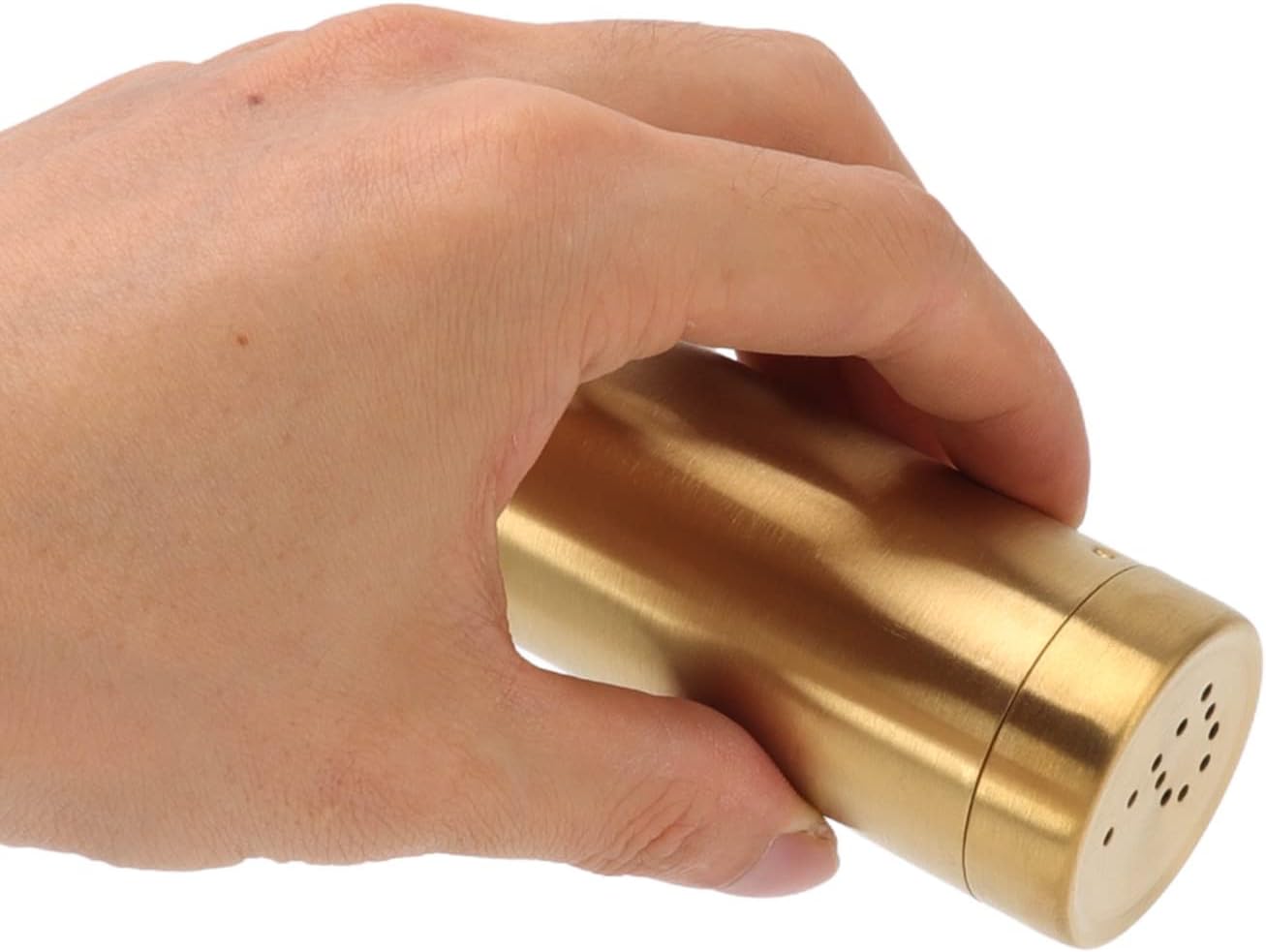 DEWIN 2Pcs Gold Spice Jar, Stainless Steel Rustproof Screw Open Top Seasoning Shaker for Salt, Sugar, Pepper