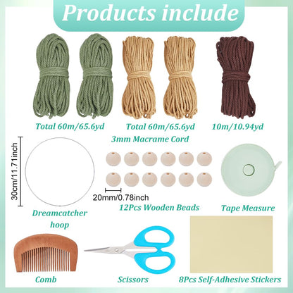 ACRNIGHEET DIY Macrame Kit for Adults Beginners Handmade Leaves Tree of Life DIY Boho Macrame Wall Hanging Ornaments with Macrame Supplies Wall Hanging Kit for Home Decor Craft Gifts(Coffee Series)