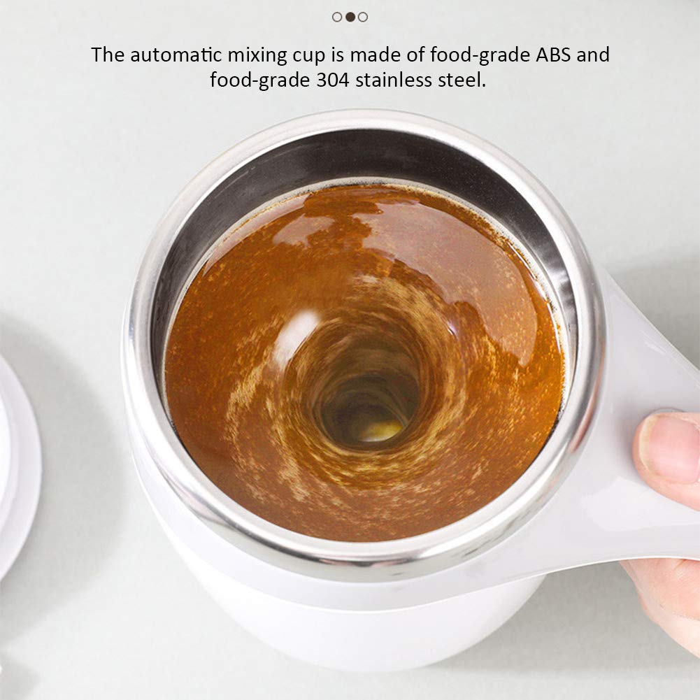 XIHUADOU Self Stirring Mug, Mixing Coffee Mug Automatic Magnetic Stirring Coffee Cup Stainless Steel Cup Hot Drink Stirrer for Hot Cocoa,Chocolate,Mocha,Matcha,Milo(COLOR:White)