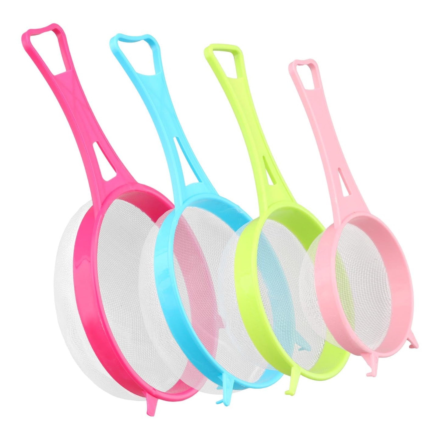 4Pcs/Set Fine Mesh Strainer Set, Kitchen Plastic Flour Colander Set, Solid-Liquid Separator Gadget with Non Slip Handles, for Yogurt Baking Kitchen Kefir Tea Juice Pasta(size:4pcs/set)