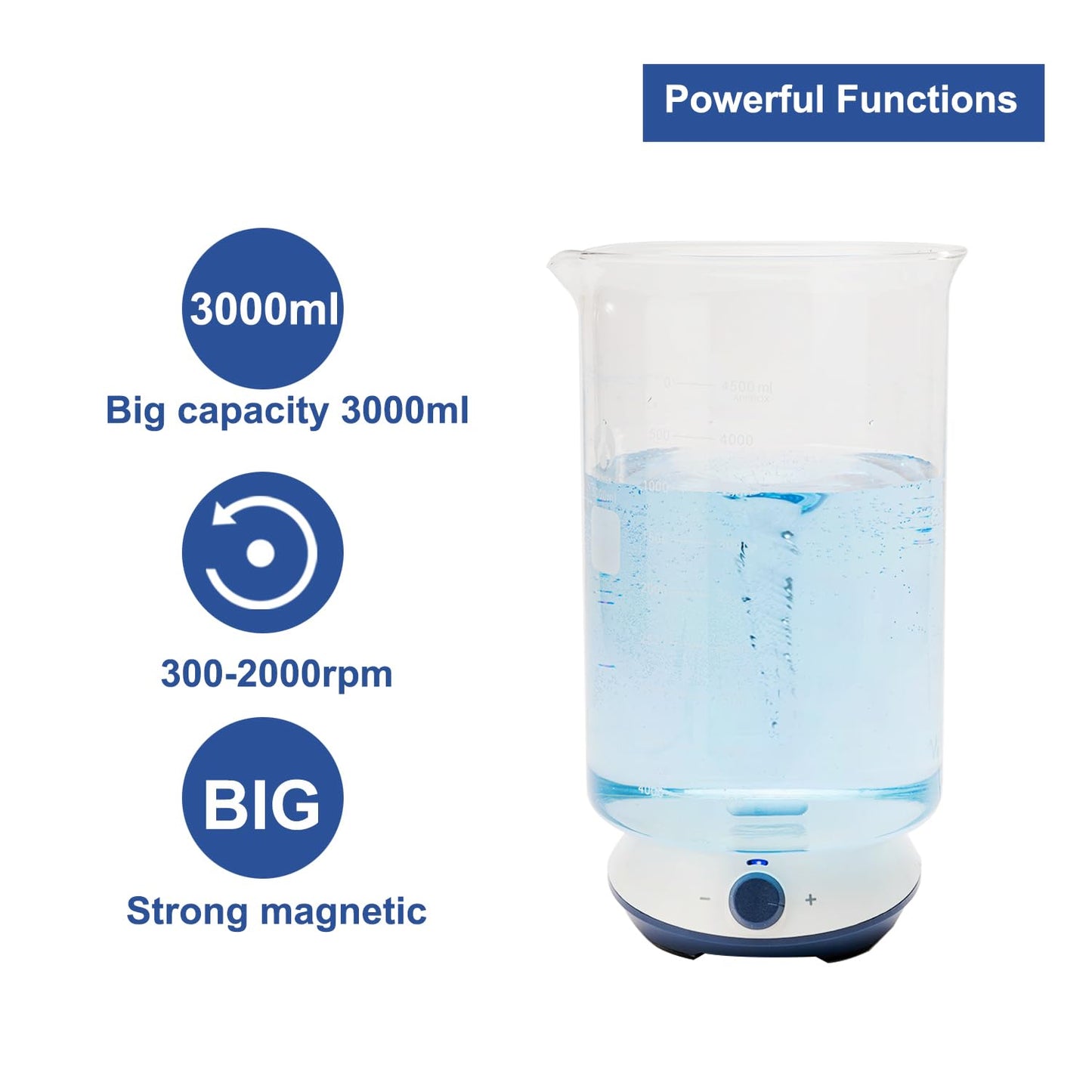 ONiLAB Magnetic Stirrer with 4PCS Stir Bars，3M Power Cord, Magnetic Mixer with Stirring Capacity 3000ml (No Heating)…