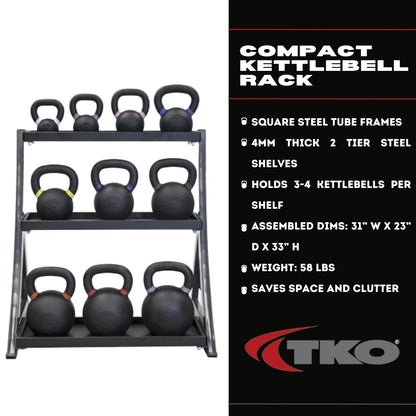 Technical Knock Out 3-Tier Kettlebell Rack | Perfect for Any Home Gym | Black Kettle Bell Weight Stand | Keep Your Workout Area Clean & Safe