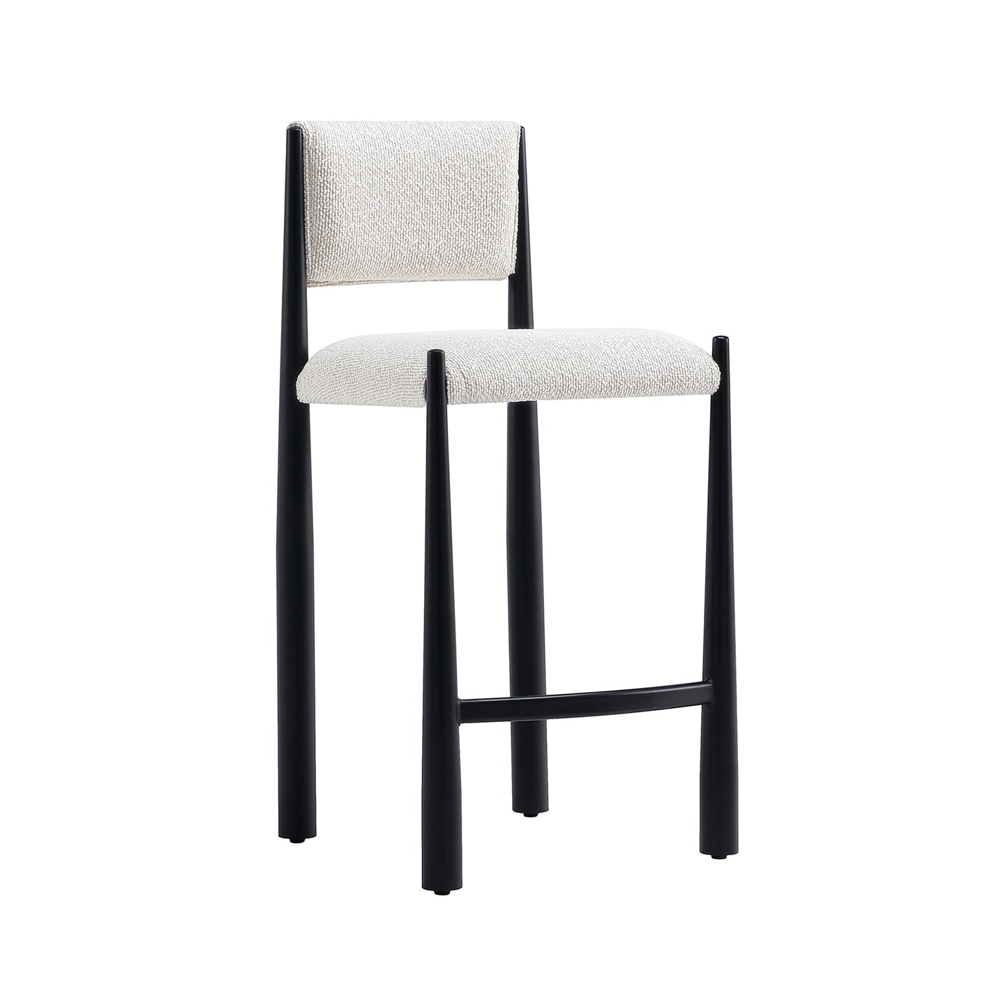 Manhattan Comfort Lennor Counter Height Stools for Kitchen and Dining Room, Upholstered in Boucle Fabric, Island Chairs with Metal Frame, Padded Backrest, Fully Assembled Furniture, Cream