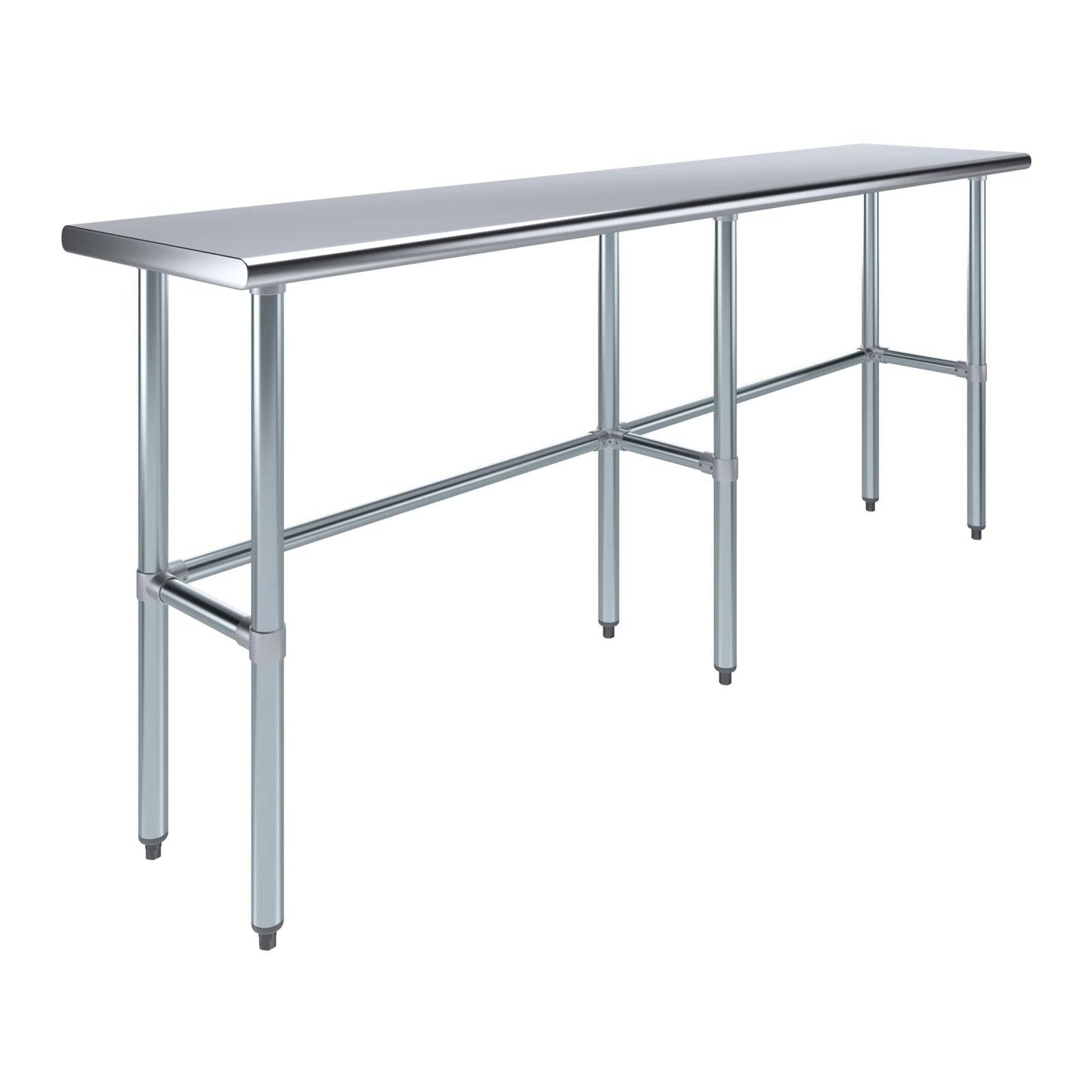AmGood Stainless Steel Work Table Open Base | NSF Kitchen Island Food Prep | Laundry Garage Utility Bench (84" Long X 18" Deep)