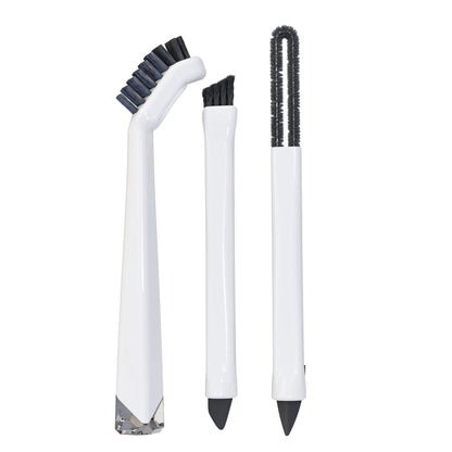 Small Cleaning Brush Set 3pcs—Crevice Brushes for Cleaning—Scrub Brushes Set with Silicone Tipped Scrub Brush—Stiff Handle Miniature Cleaning Brush for Kitchen Uensils, Tight Spaces, Tub, Shower