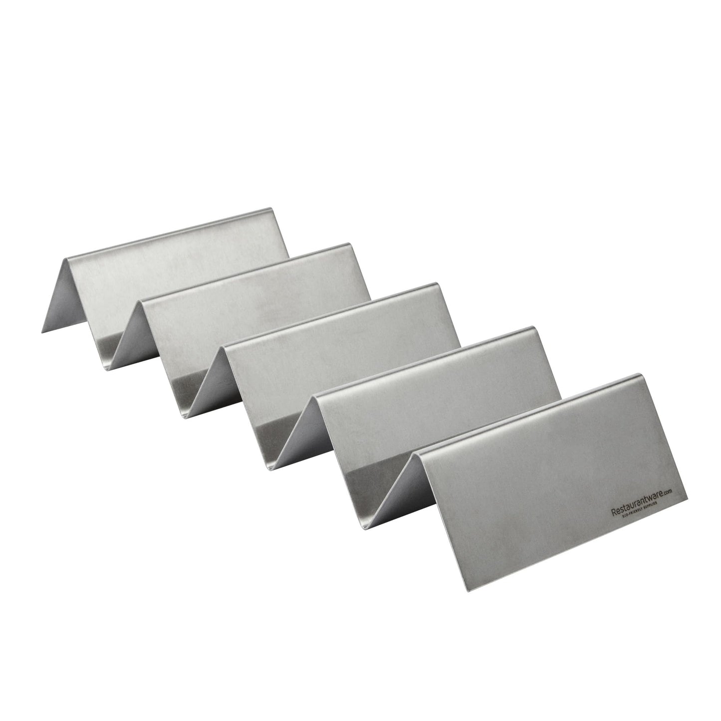 Restaurantware 10.7 Inch x 4 Inch Taco Stand 1 Holds 4 Tacos Taco Rank - Reversible Dishwasher Safe Stainless Steel Taco Holder For Hard Or Soft Shells