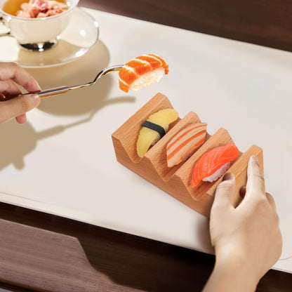 Kichvoe Wooden Sushi Stand Sushi Rack with 3 Slots V Shaped Holder for Serving Rolls on Kitchen Counter and Dining Table 5.11X2.87X1.69 Inches