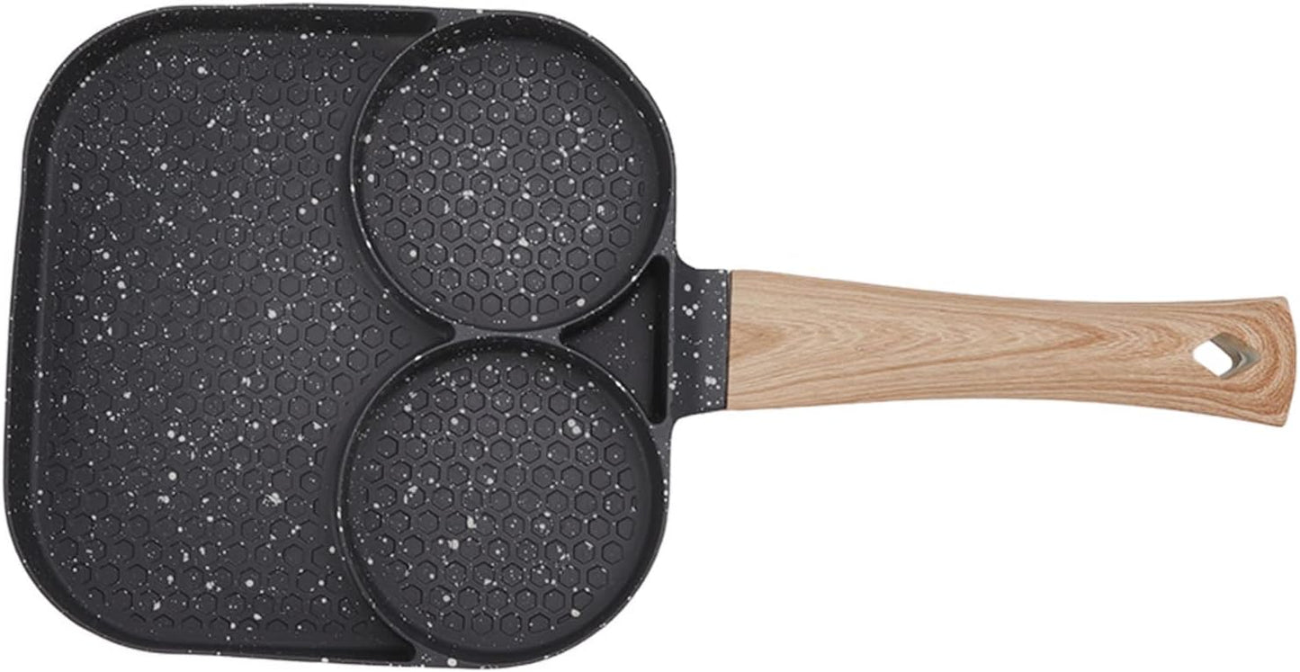 Nonstick Egg Frying Pan, 3 in 1 Breakfast Pan, Divided Grill Pan for Gas, Stovetops, Induction Cooker