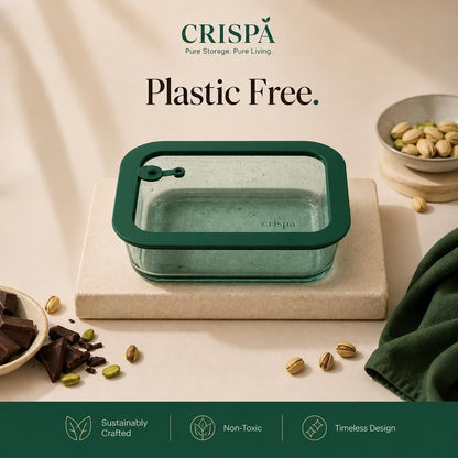 Crispa 8-Piece Teal Glass Food Storage Containers with Silicone Framed Glass Lids – 100% Plastic-Free Lunch Box Meal Prep Set (2x 40oz, 2x 20oz) – Leakproof Airtight Borosilicate for Freezer to Oven