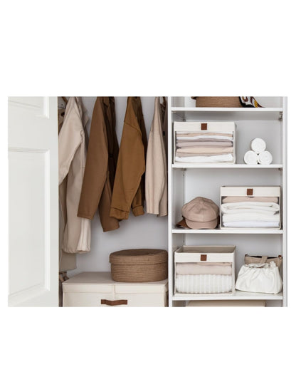 StorageWorks Closet Storage Bins, Large Storage Baskets with Clear Window and Handles, Foldable Fabric Organizer for Clothes, Shelves, Beige, 3 Pack