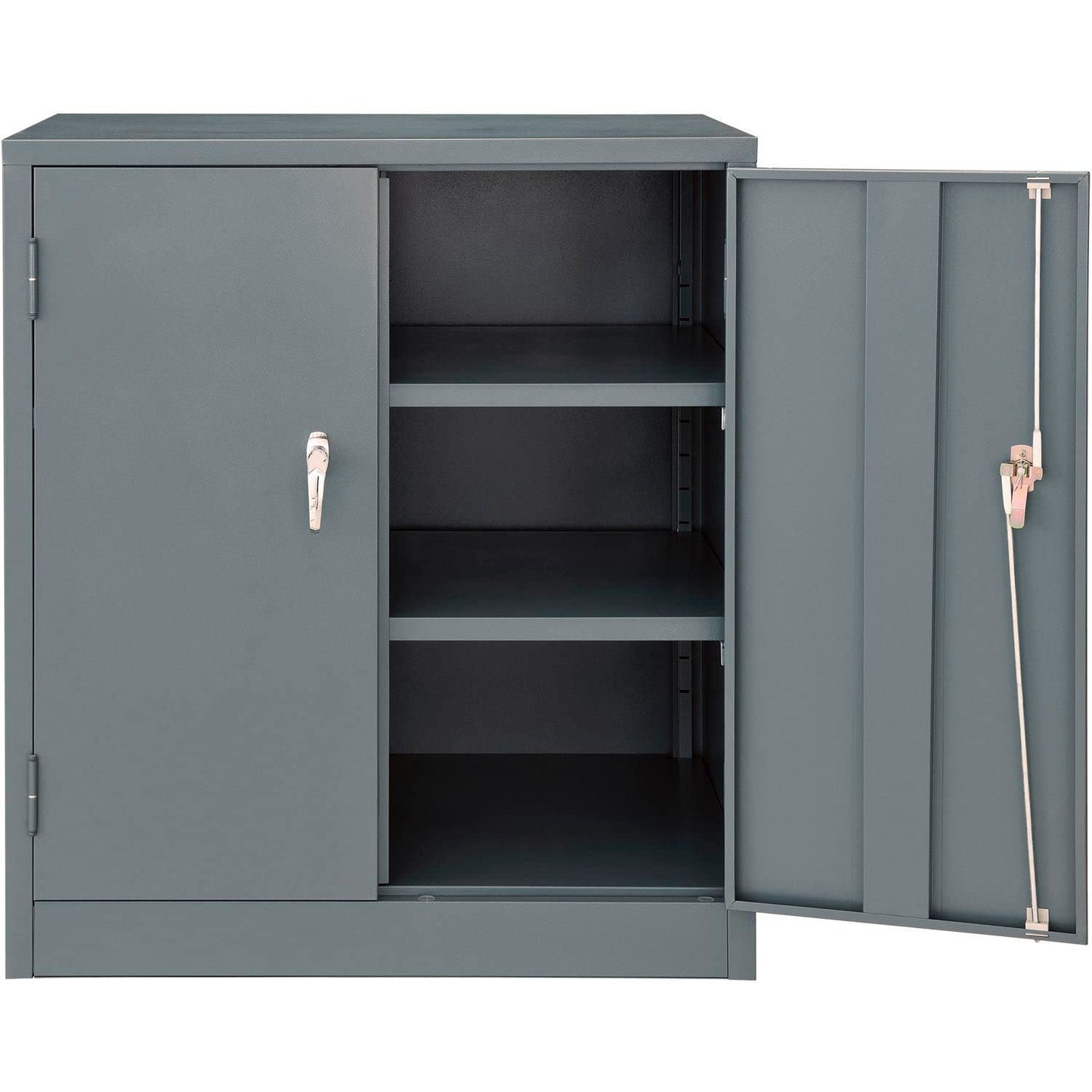 Global Industrial Counter Height Cabinet with Locking Lever Handle, 2 Height Adjustable Shelves, 300 lbs Shelf Capacity, 36" W x 24" D x 42" H, Unassembled, Gray
