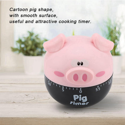 ‌shenruifa ‌‌‌‌‌‌Cute Cartoon Pig Kitchen Timer - Mechanical Cooking Timer Counter for Baking, Eggs & More (Pink)