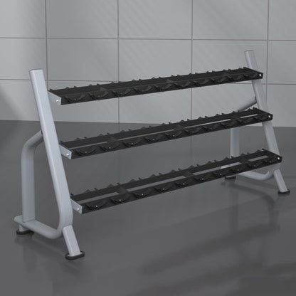 Commercial Steel Dumbbell Rack, 3 Tier Home Fitness Strength Training Dumbbell Storage Rack, 500kg Capacity, Silver, 3mm Thick Reinforced Dumbbell Racks