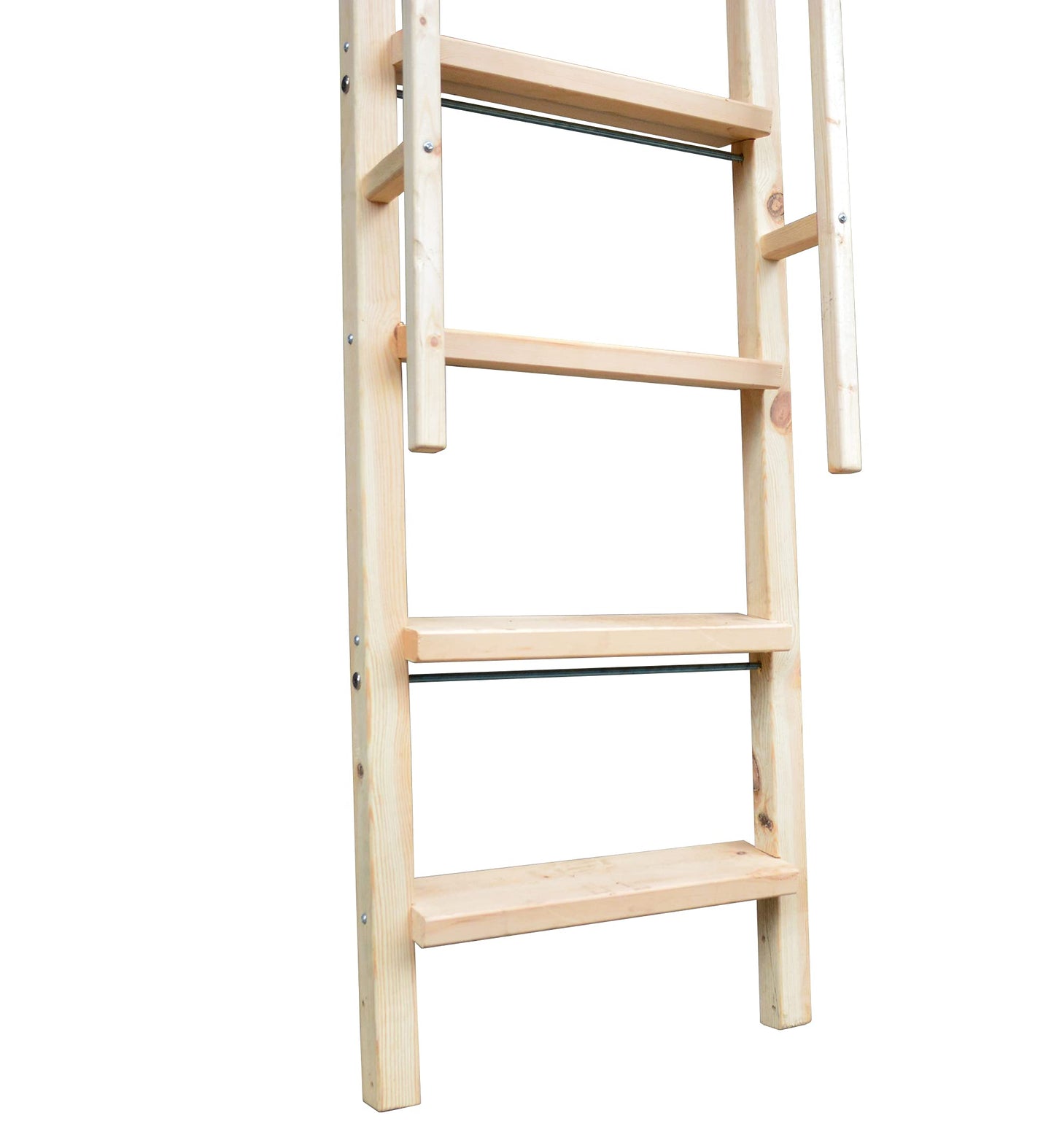 DIYHD 87" Glab Handle Knotty Pine Wood Ladder Sliding Library Roller Ladder,Fit Round Tube Stainless Steel Library Sliding Hardware