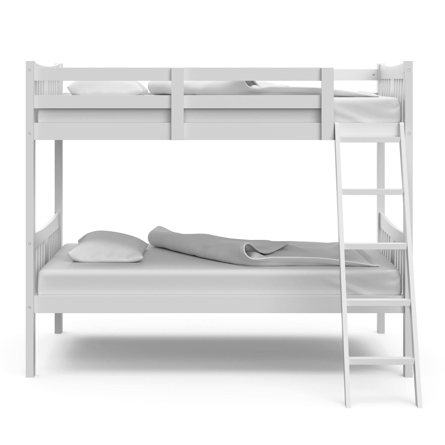 Storkcraft Caribou Bunk Bed Twin Over Twin Bunk Bed (White) - GREENGUARD Gold Certified, Twin Bunk Beds for Kids, Converts to 2 Individual Twin Beds, Bunk Beds for Kids
