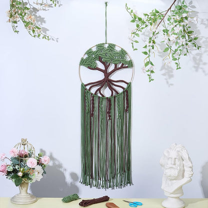 ACRNIGHEET DIY Macrame Kit for Adults Beginners Handmade Green Tree of Life DIY Boho Macrame Wall Hanging Ornaments with Macrame Supplies Macrame Wall Hanging Kit for Home Decor
