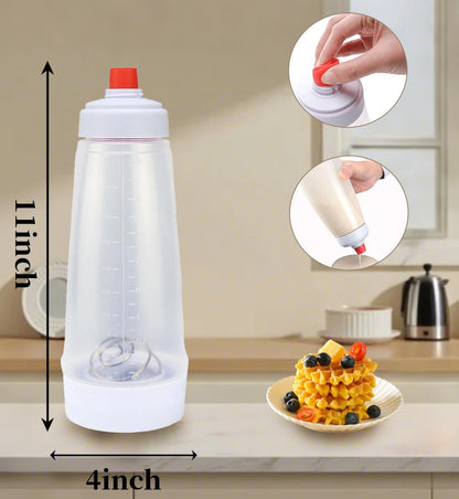 Korvanta Pancake Batter Dispenser,Pancake Batter Dispenser Bottle with Whisk Ball and Stand Base, Batter Mixer and Dispenser for Pancakes, Crepes, Waffle,Kitchen Baking Tool 2 Packs